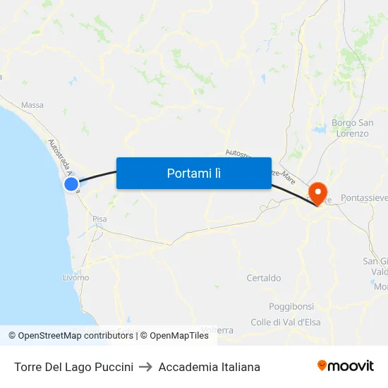 Torre Del Lago Puccini to Accademia Italiana map
