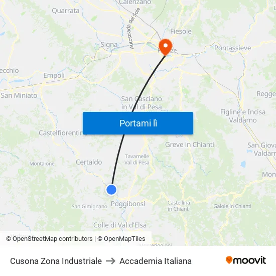 Cusona Zona Industriale to Accademia Italiana map