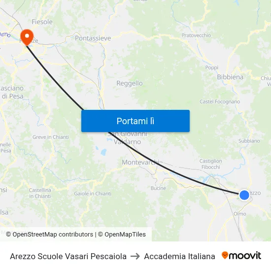 Arezzo Scuole Vasari Pescaiola to Accademia Italiana map