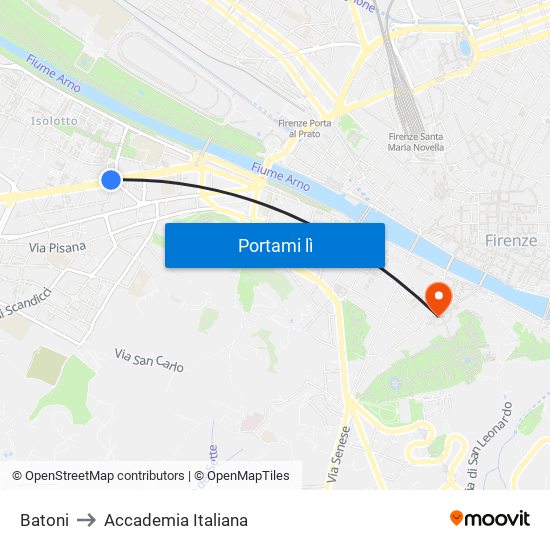 Batoni to Accademia Italiana map