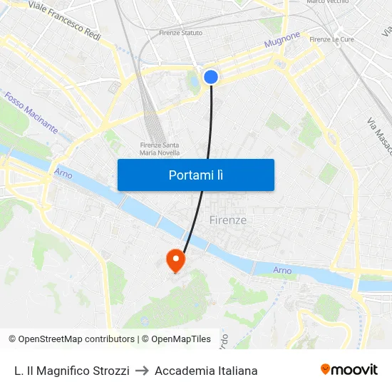 L. Il Magnifico Strozzi to Accademia Italiana map