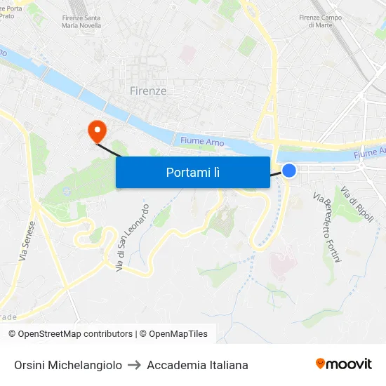Orsini Michelangiolo to Accademia Italiana map