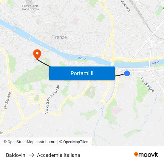 Baldovini to Accademia Italiana map