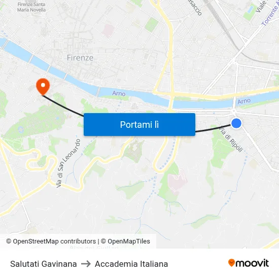 Salutati Gavinana to Accademia Italiana map