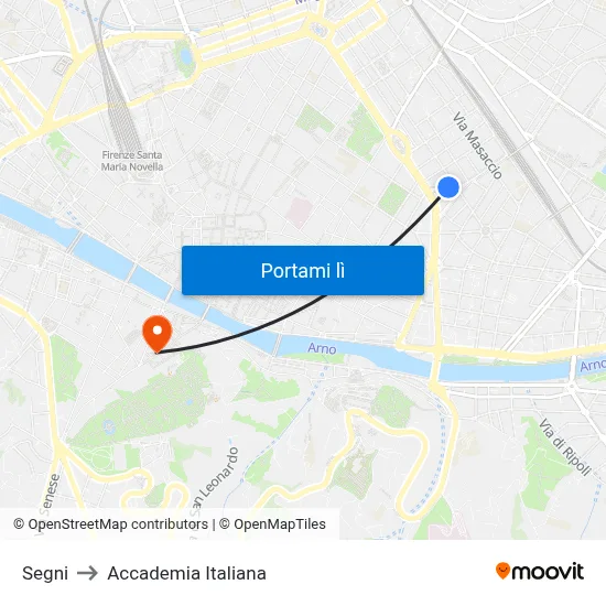 Segni to Accademia Italiana map