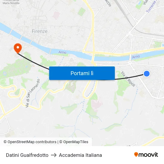 Datini Gualfredotto to Accademia Italiana map