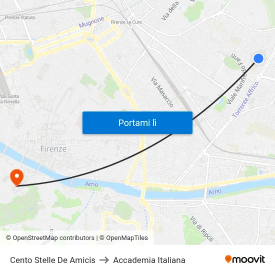 Cento Stelle De Amicis to Accademia Italiana map