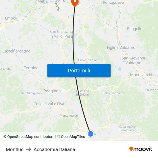 Montluc to Accademia Italiana map