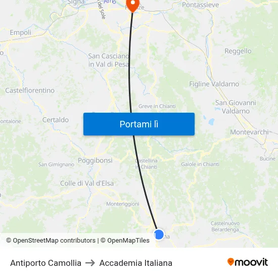 Antiporto Camollia to Accademia Italiana map