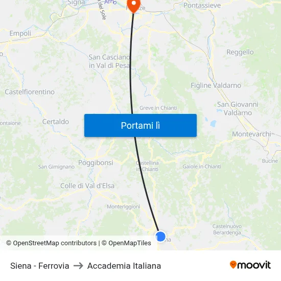 Siena - Ferrovia to Accademia Italiana map