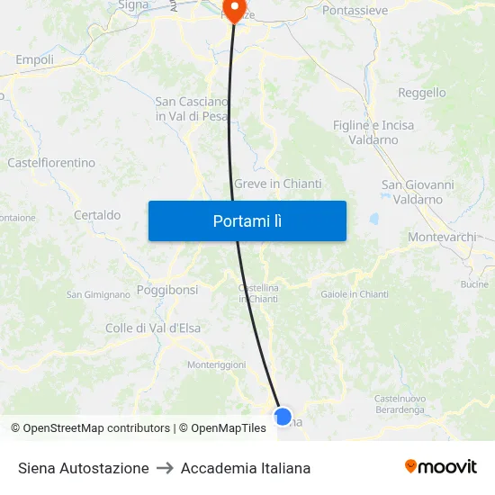 Siena Autostazione to Accademia Italiana map
