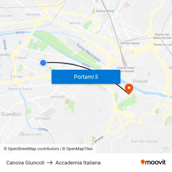 Canova Giuncoli to Accademia Italiana map