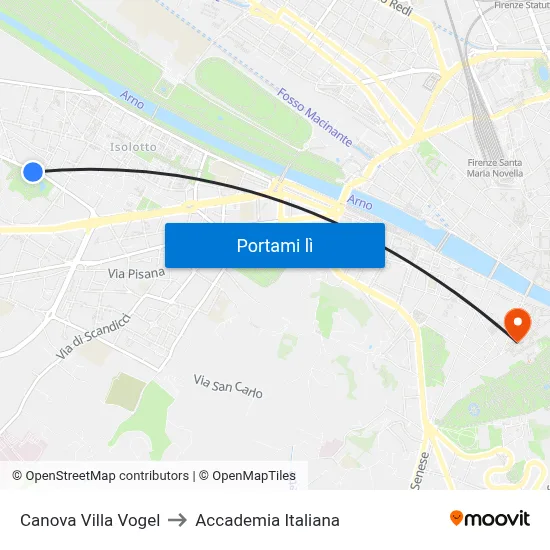 Canova Villa Vogel to Accademia Italiana map