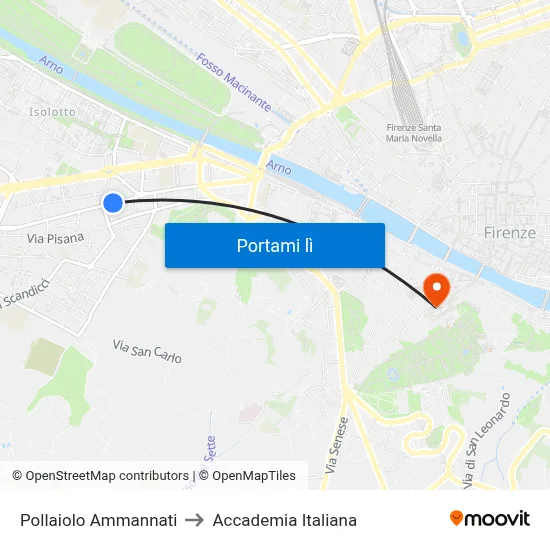 Pollaiolo Ammannati to Accademia Italiana map