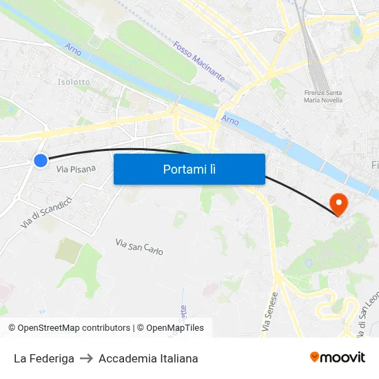 La Federiga to Accademia Italiana map