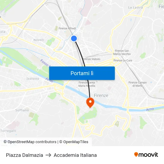Piazza Dalmazia to Accademia Italiana map