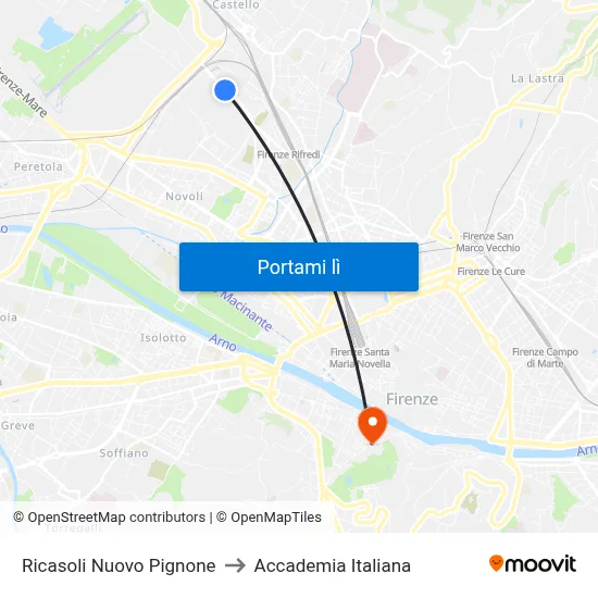 Ricasoli Nuovo Pignone to Accademia Italiana map
