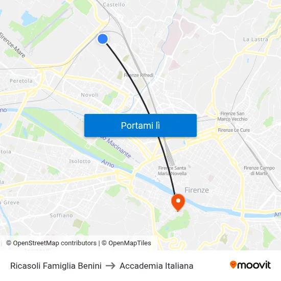 Ricasoli Famiglia Benini to Accademia Italiana map
