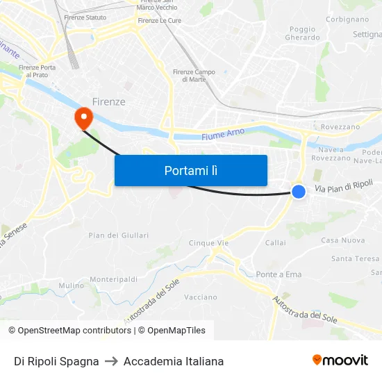 Di Ripoli Spagna to Accademia Italiana map