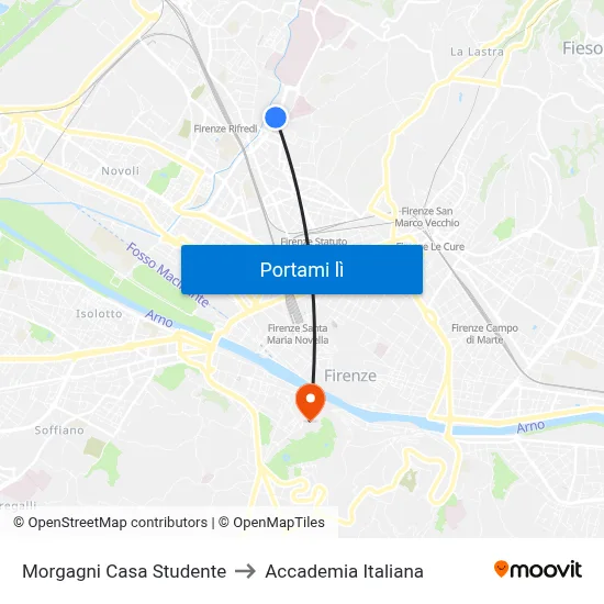 Morgagni Casa Studente to Accademia Italiana map