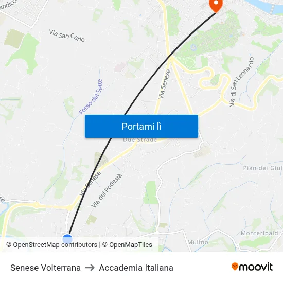 Senese Volterrana to Accademia Italiana map