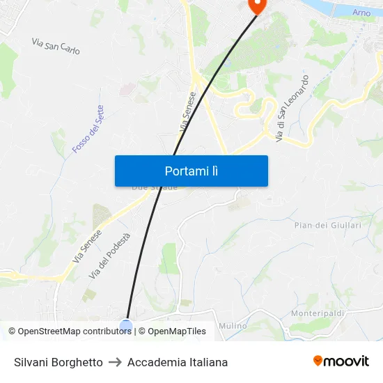 Silvani Borghetto to Accademia Italiana map
