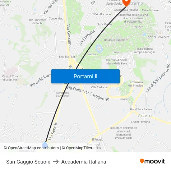 San Gaggio Scuole to Accademia Italiana map