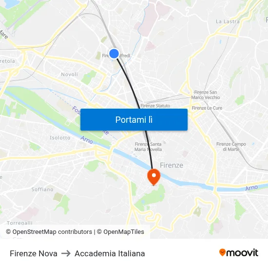 Firenze Nova to Accademia Italiana map