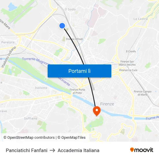 Panciatichi Fanfani to Accademia Italiana map