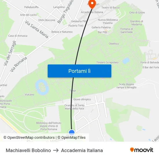 Machiavelli Bobolino to Accademia Italiana map