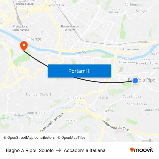 Bagno A Ripoli Scuole to Accademia Italiana map