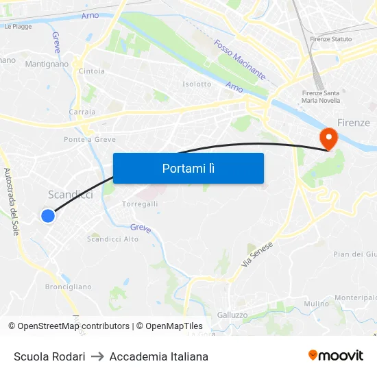 Scuola Rodari to Accademia Italiana map
