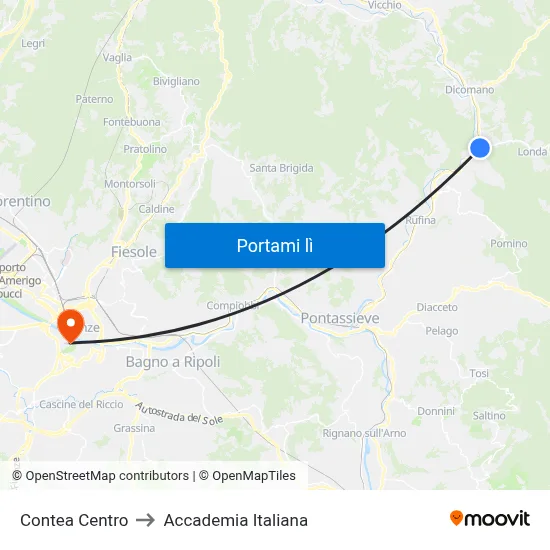 Contea Centro to Accademia Italiana map