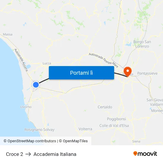 Croce 2 to Accademia Italiana map