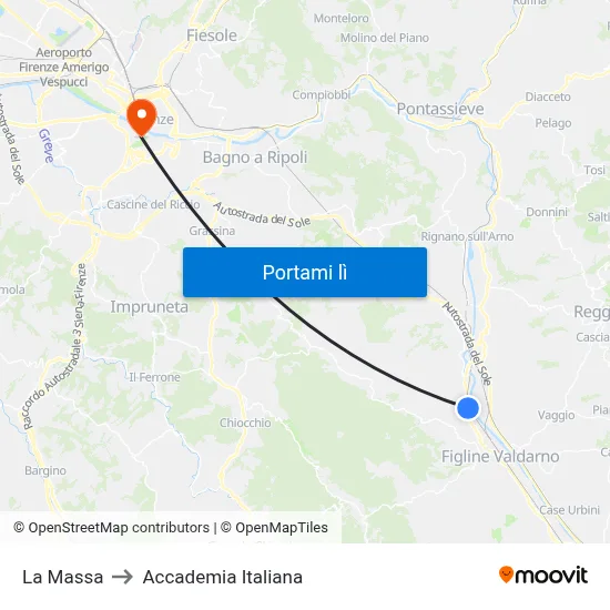 La Massa to Accademia Italiana map