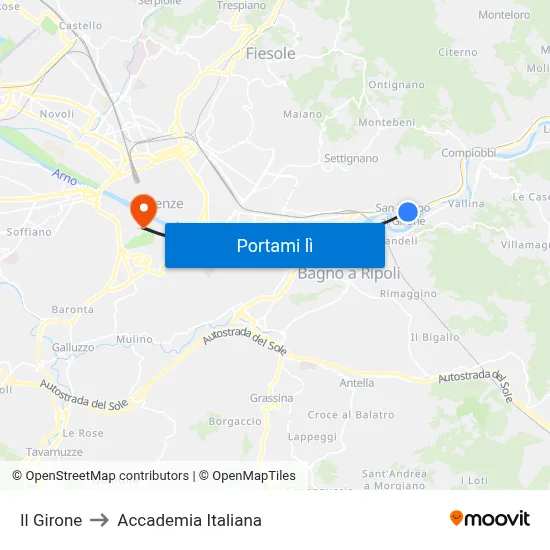 Il Girone to Accademia Italiana map