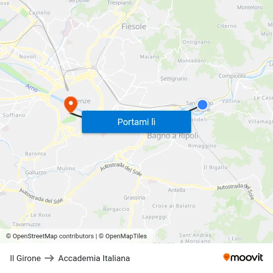 Il Girone to Accademia Italiana map