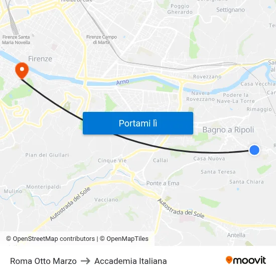 Roma Otto Marzo to Accademia Italiana map