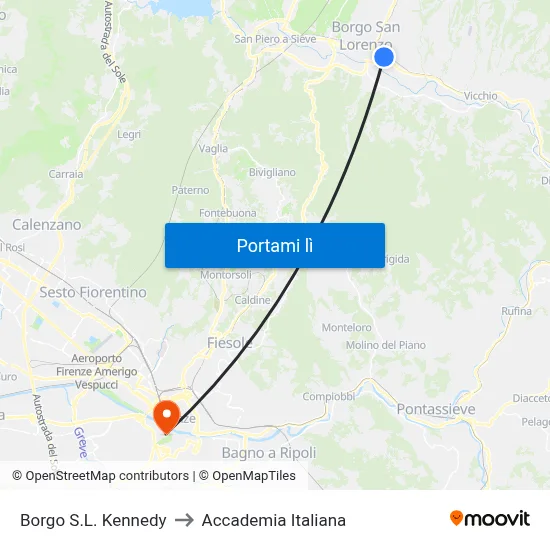Borgo S.L. Kennedy to Accademia Italiana map