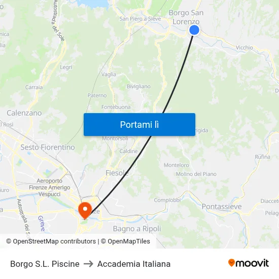 Borgo S.L. Piscine to Accademia Italiana map