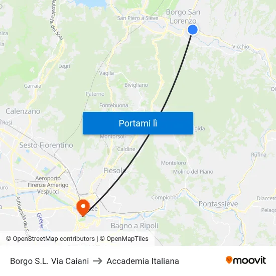 Borgo S.L. Via Caiani to Accademia Italiana map