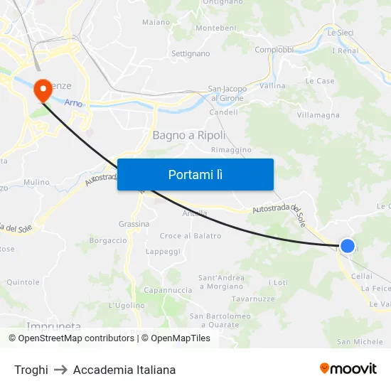 Troghi to Accademia Italiana map