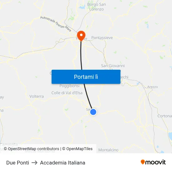 Due Ponti to Accademia Italiana map