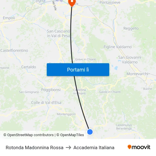 Rotonda Madonnina Rossa to Accademia Italiana map