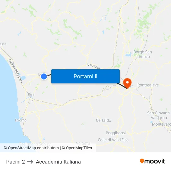 Pacini 2 to Accademia Italiana map
