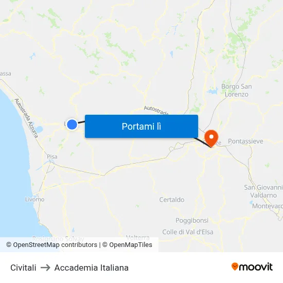 Civitali to Accademia Italiana map