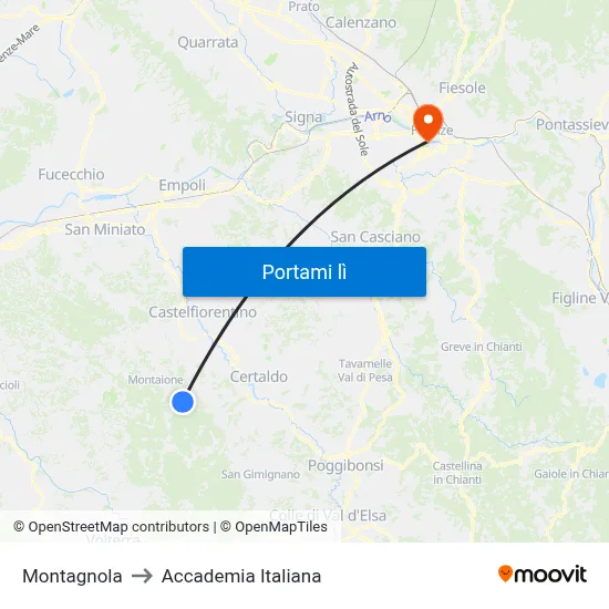 Montagnola to Accademia Italiana map