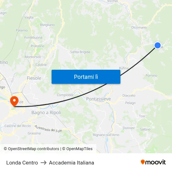 Londa Centro to Accademia Italiana map