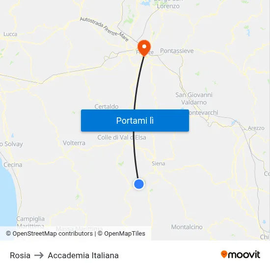 Rosia to Accademia Italiana map
