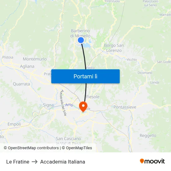 Le Fratine to Accademia Italiana map